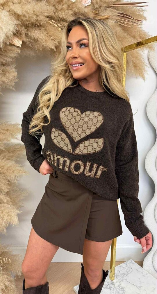 GUC AMOUR PRINT SWEAT 806 CHOCO