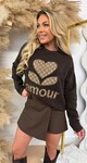 GUC AMOUR PRINT SWEAT 806 CHOCO