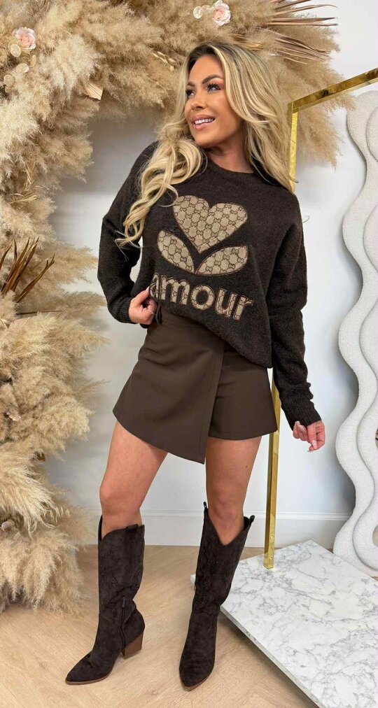 GUC AMOUR PRINT SWEAT 806 CHOCO