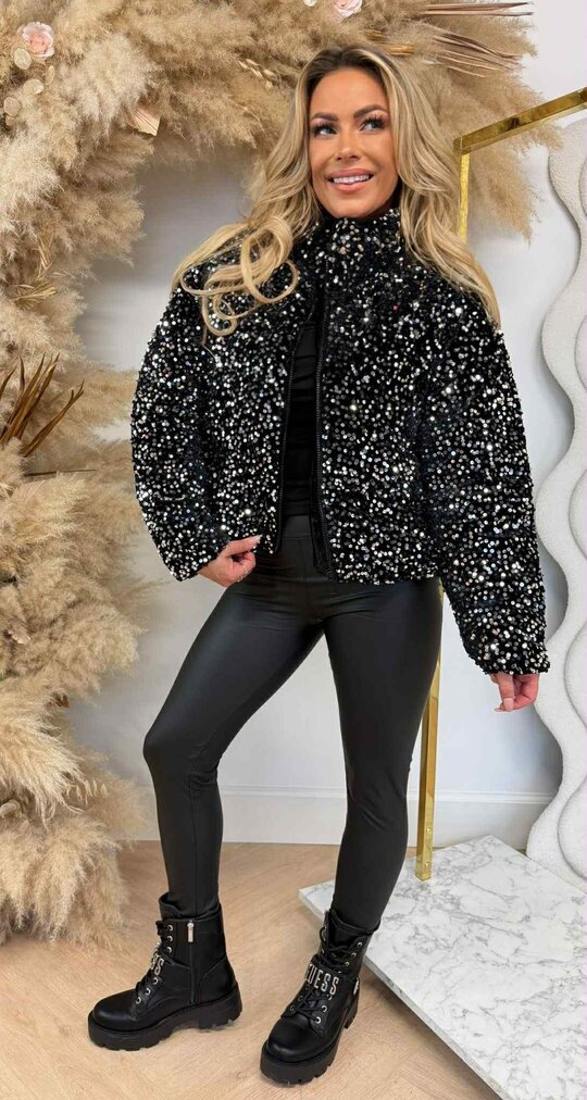 SEQUIN WINTERJACKET/BODYWARMER  2018 BLACK