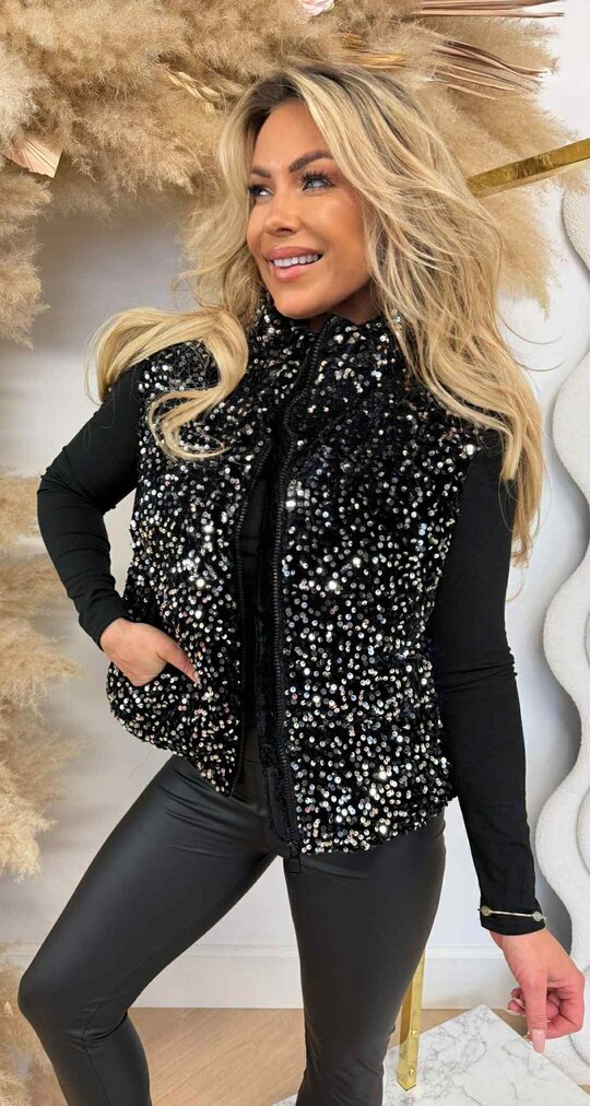 SEQUIN WINTERJACKET/BODYWARMER  2018 BLACK