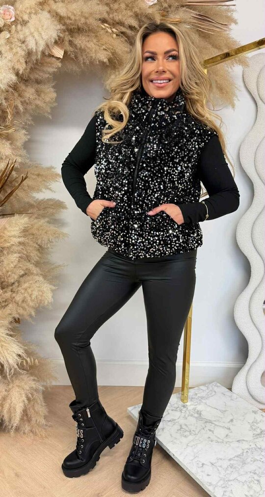 SEQUIN WINTERJACKET/BODYWARMER  2018 BLACK