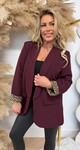 TRENDY OMSLAG MOUW LEOPARD BLAZER BORDEAUX