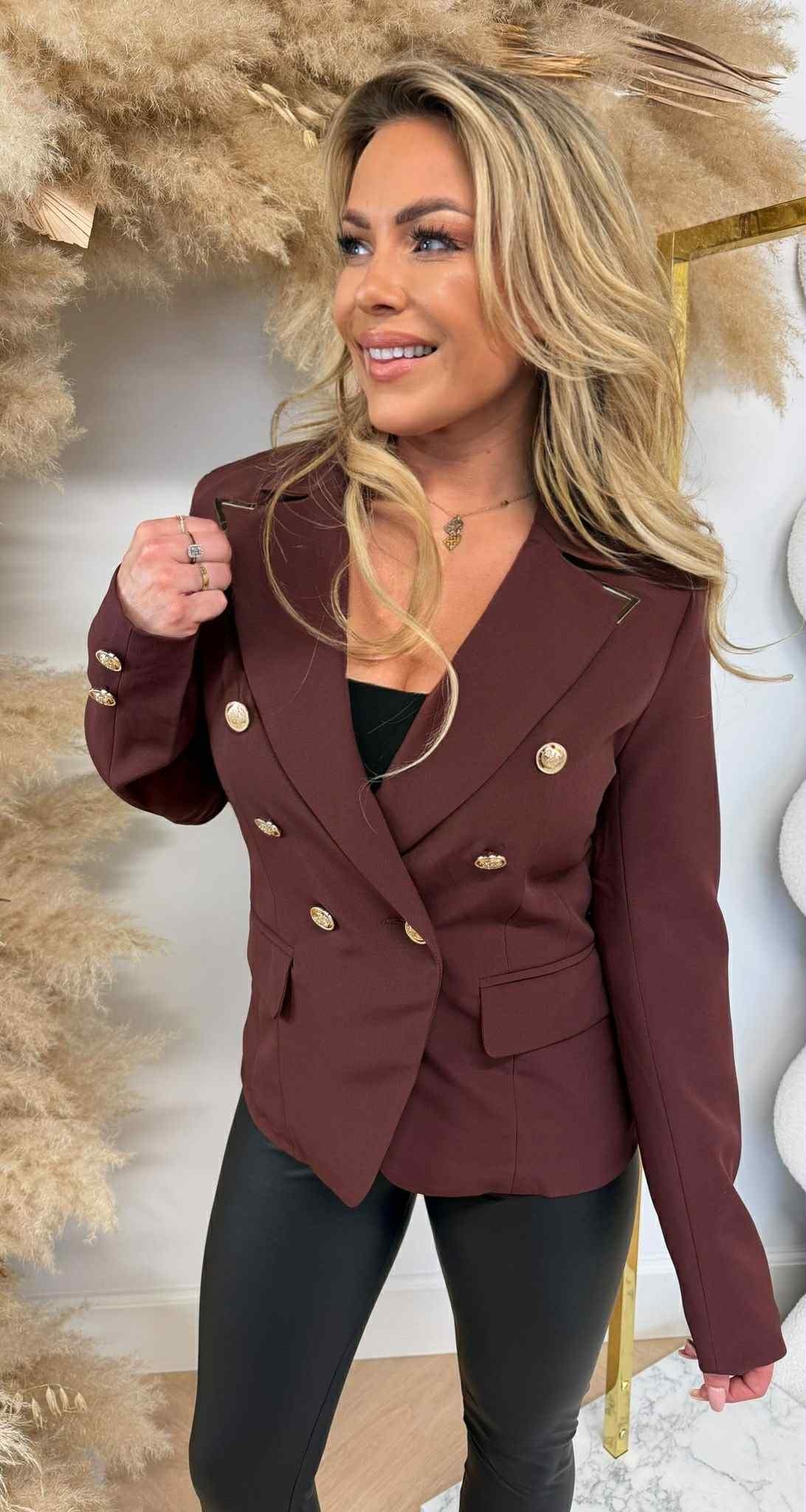 LUXURY V BUTTON BLAZER 5661 BORDEAUX