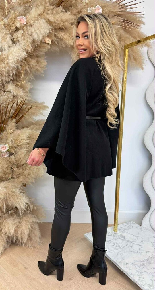 SANNE BELT PONCHO BLACK