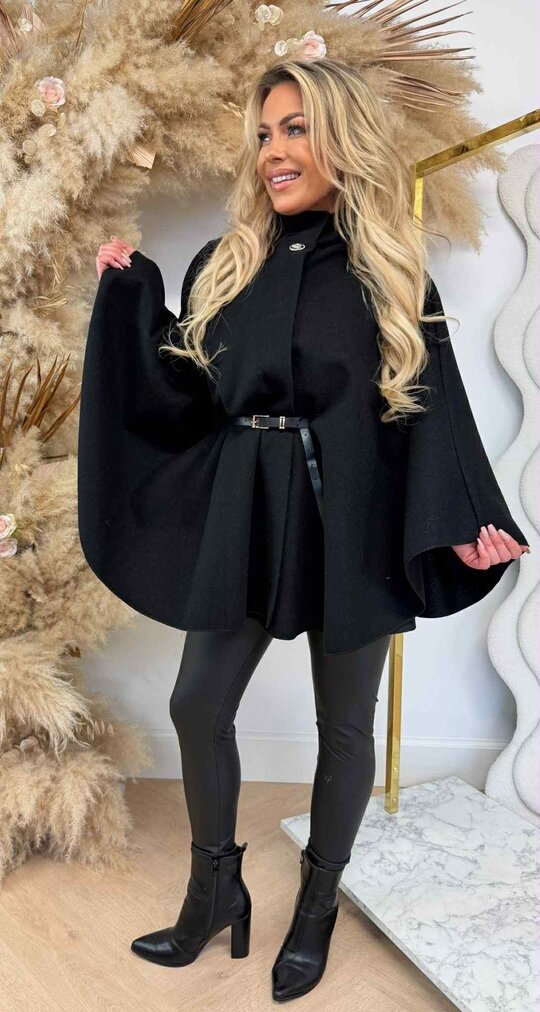 SANNE BELT PONCHO BLACK