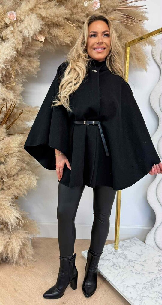 SANNE BELT PONCHO BLACK
