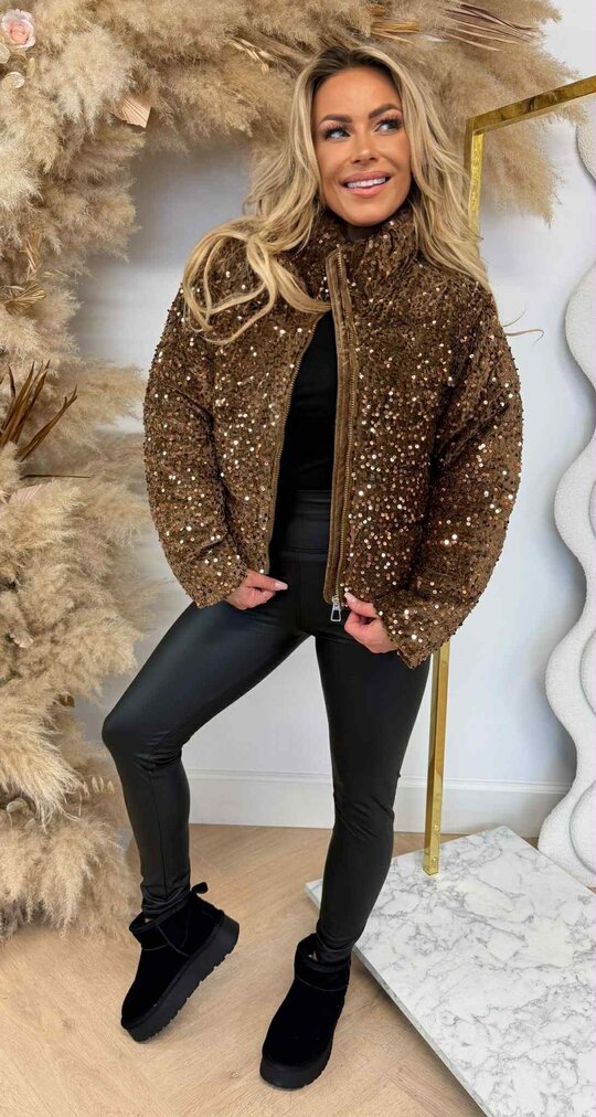 SEQUIN WINTERJACKET/BODYWARMER  2018 CHOCO