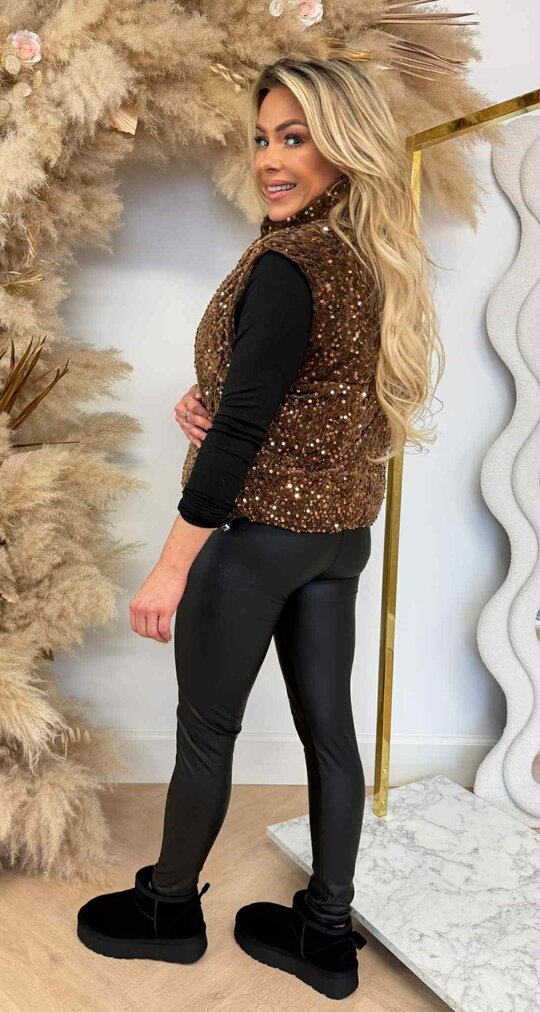 SEQUIN WINTERJACKET/BODYWARMER  2018 CHOCO