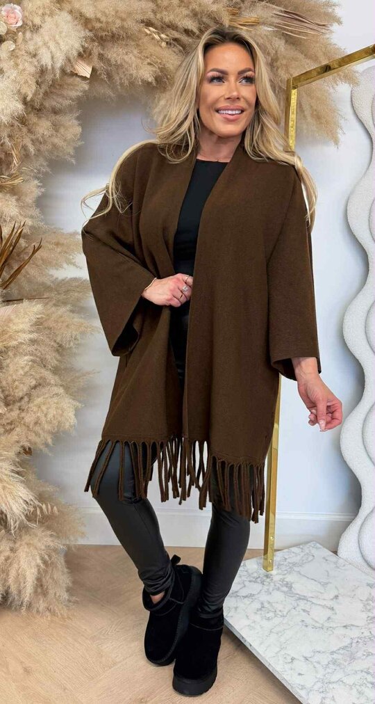 STUDIO FRINGE VEST CHOCO