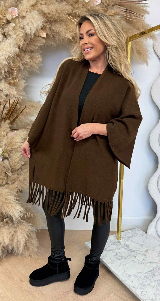 STUDIO FRINGE VEST CHOCO