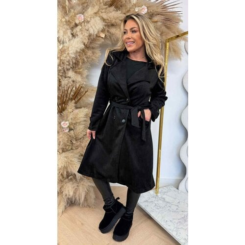 SUEDINE TRENCHCOAT BLACK