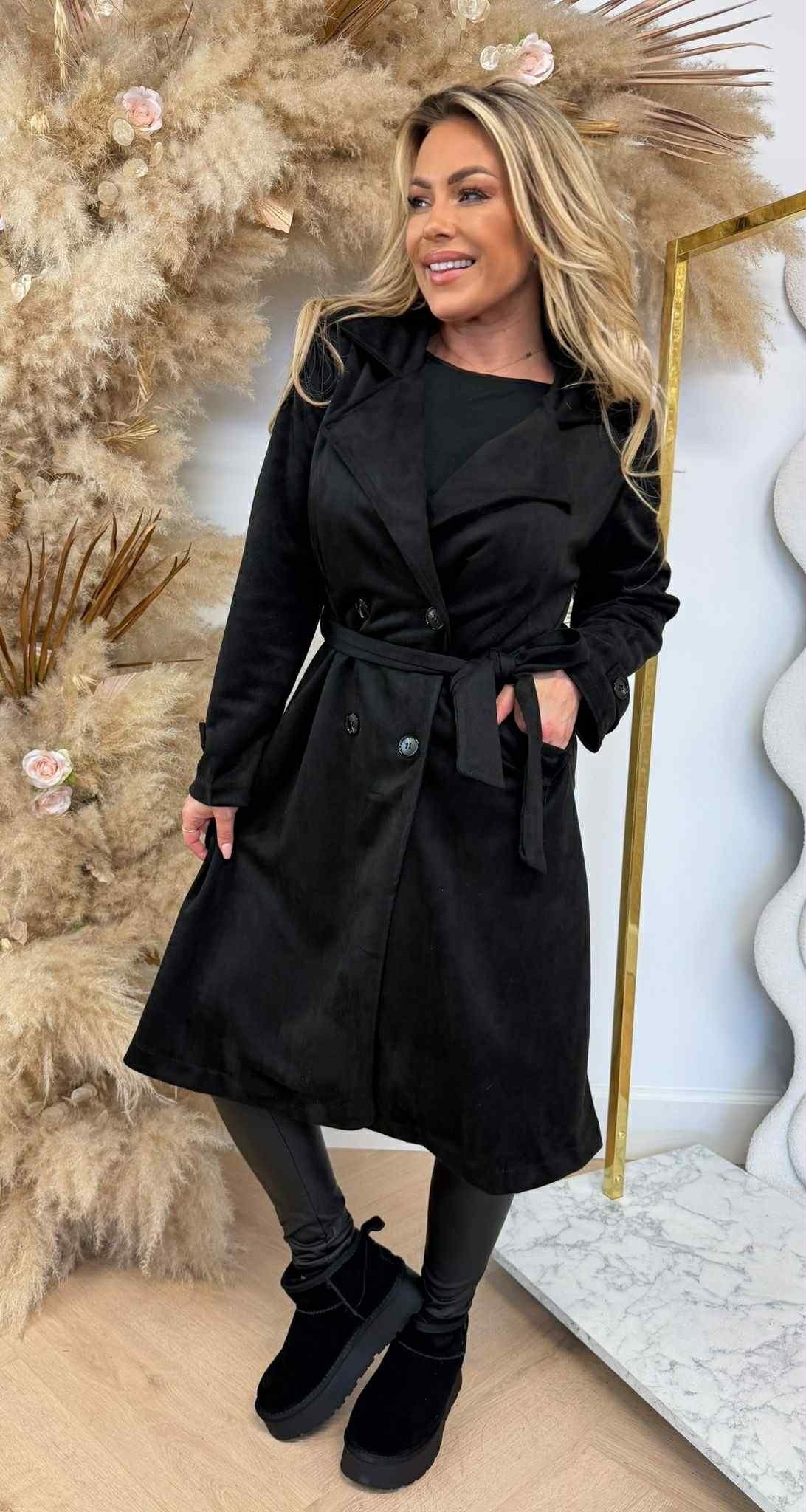 SUEDINE TRENCHCOAT BLACK
