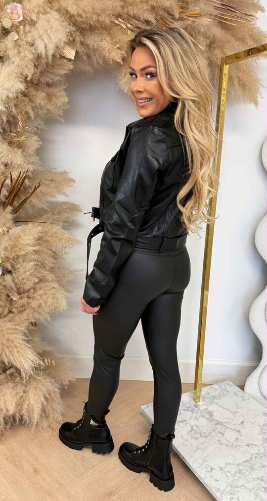 ASHLEY LEATHER LOOK JACKET 983 BLACK