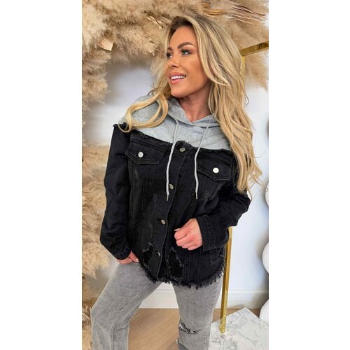 DENIM/HOODIE JACKET VJ610 BLACK DENIM/HOODIE JACKET VJ610 BLACK