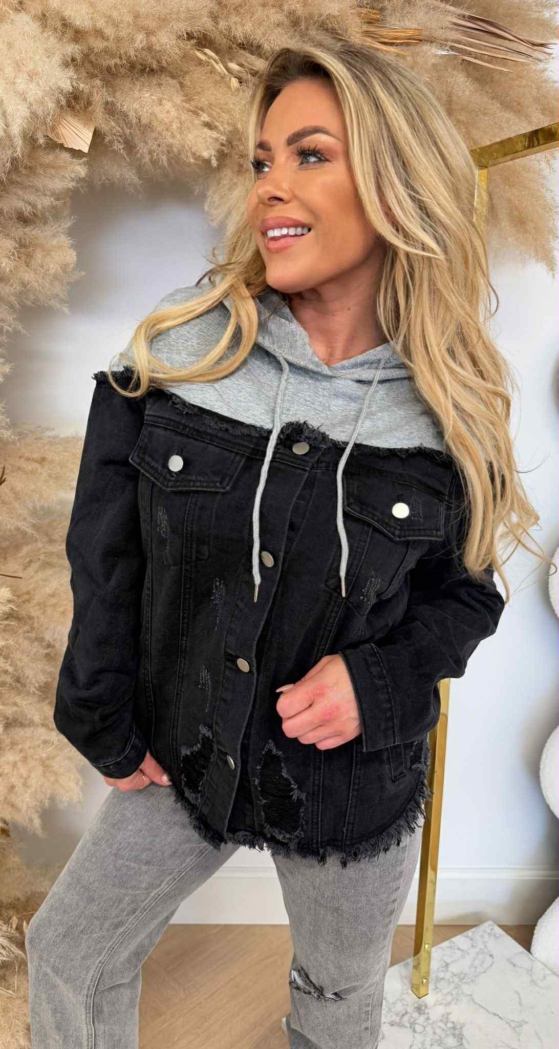 DENIM/HOODIE JACKET VJ610 BLACK DENIM/HOODIE JACKET VJ610 BLACK