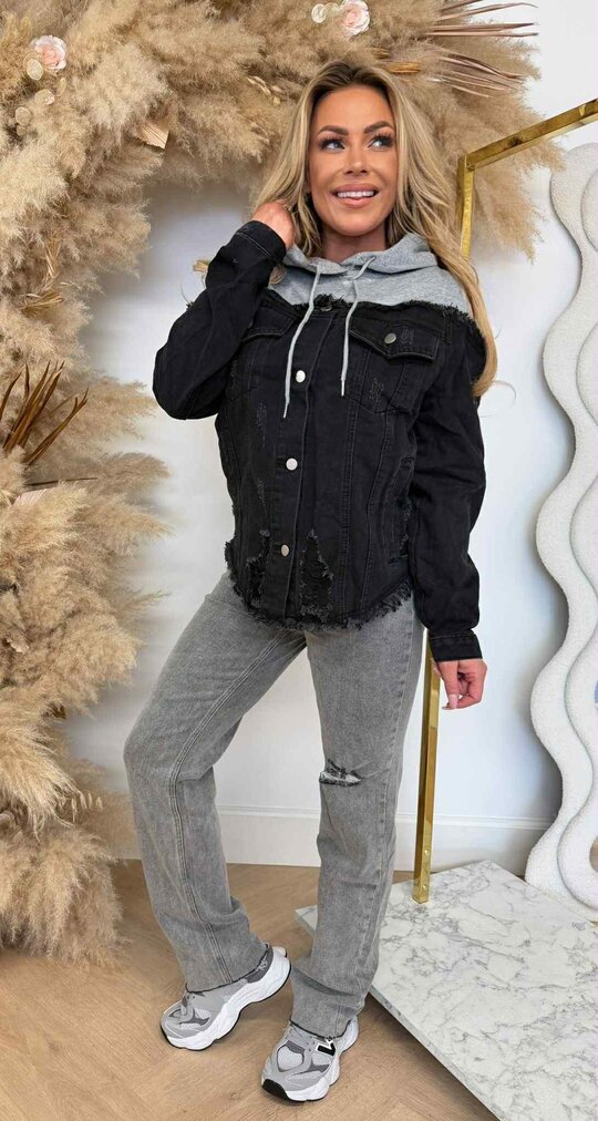 DENIM/HOODIE JACKET VJ610 BLACK DENIM/HOODIE JACKET VJ610 BLACK