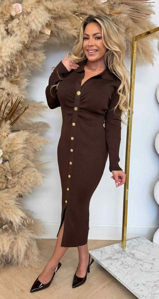 BUTTON ROSE DRESS 671 CHOCO BUTTON ROSE DRESS 671 CHOCO