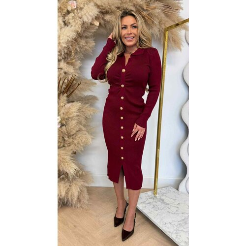 BUTTON ROSE DRESS 671 BORDEAUX