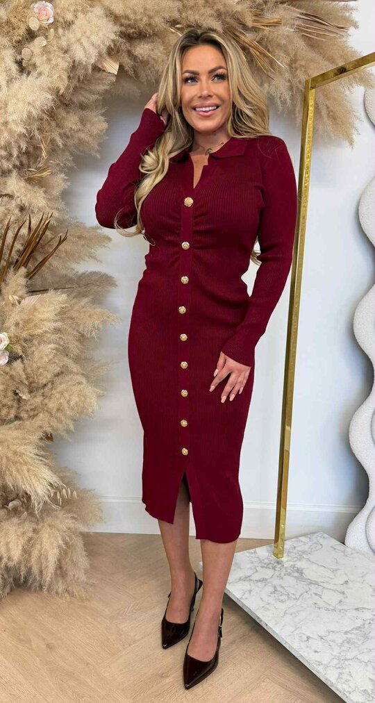 BUTTON ROSE DRESS 671 BORDEAUX