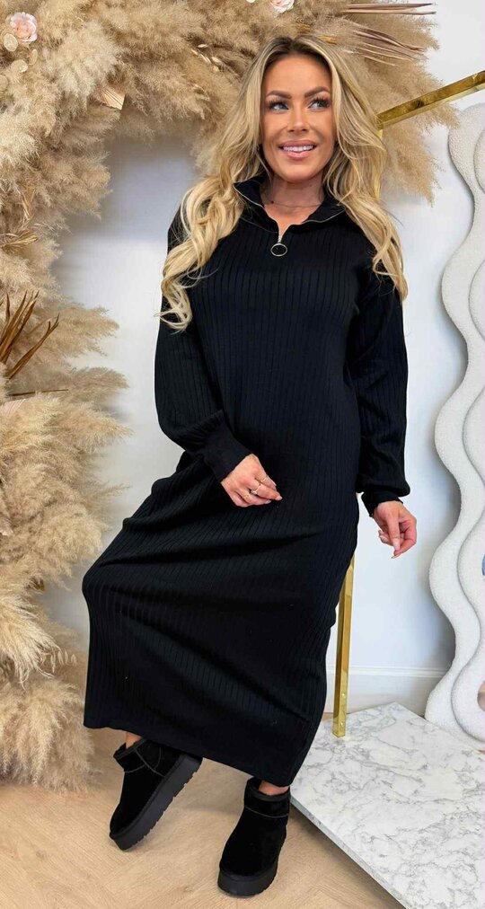 ZIP MAXI DRESS 10169 BLACK