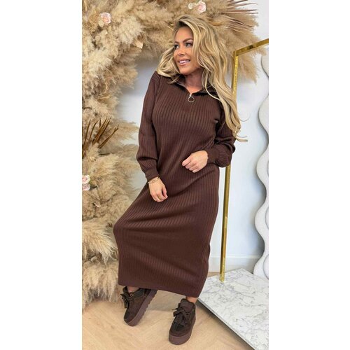 ZIP MAXI DRESS 10169 CHOCO