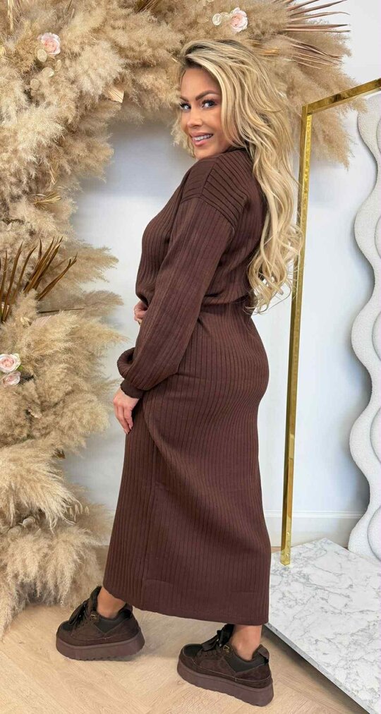 ZIP MAXI DRESS 10169 CHOCO