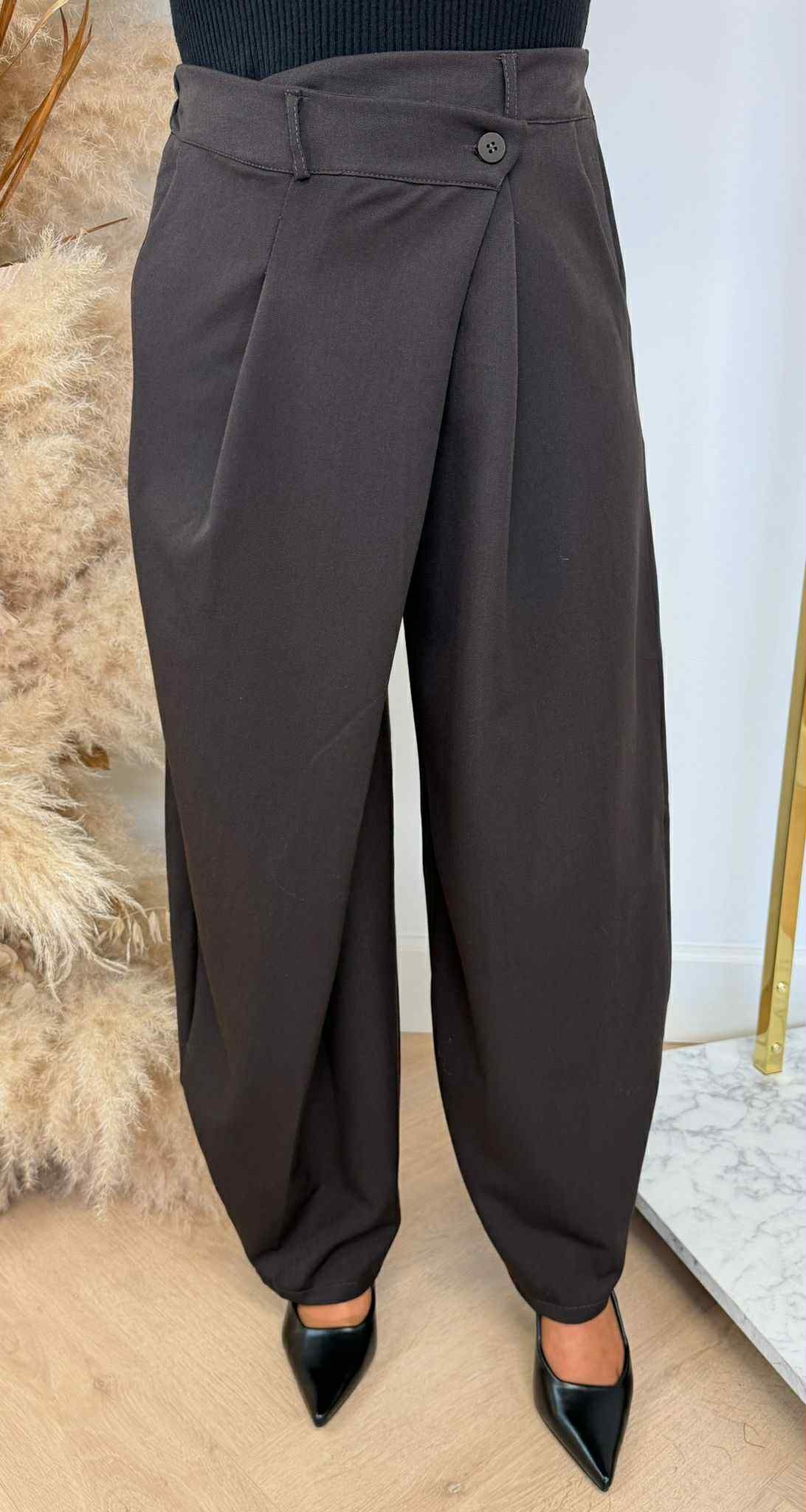 FOLIELOOK WIDE LEG PANTALON CHOCO