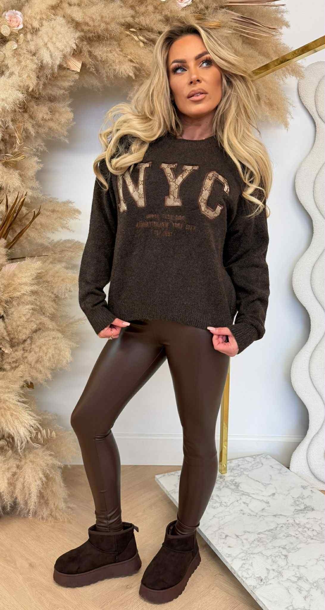 NYC GUC PRINT SWEAT AM775 CHOCO