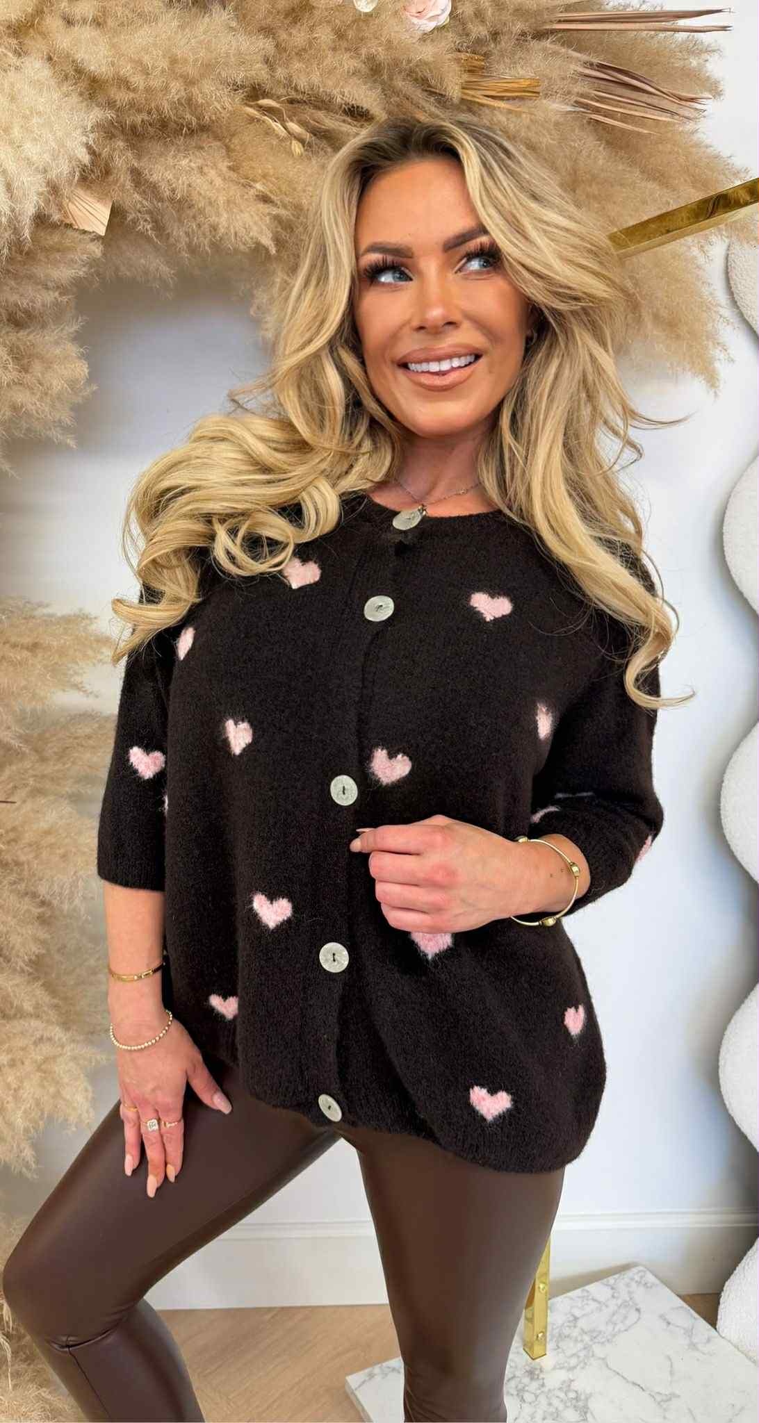 COZY HEARTS SWEAT/VEST CHOCO