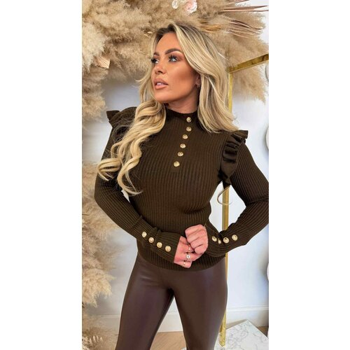 BUTTON ROEZEL STRETCH TOP CHOCO BUTTON ROEZEL STRETCH TOP CHOCO
