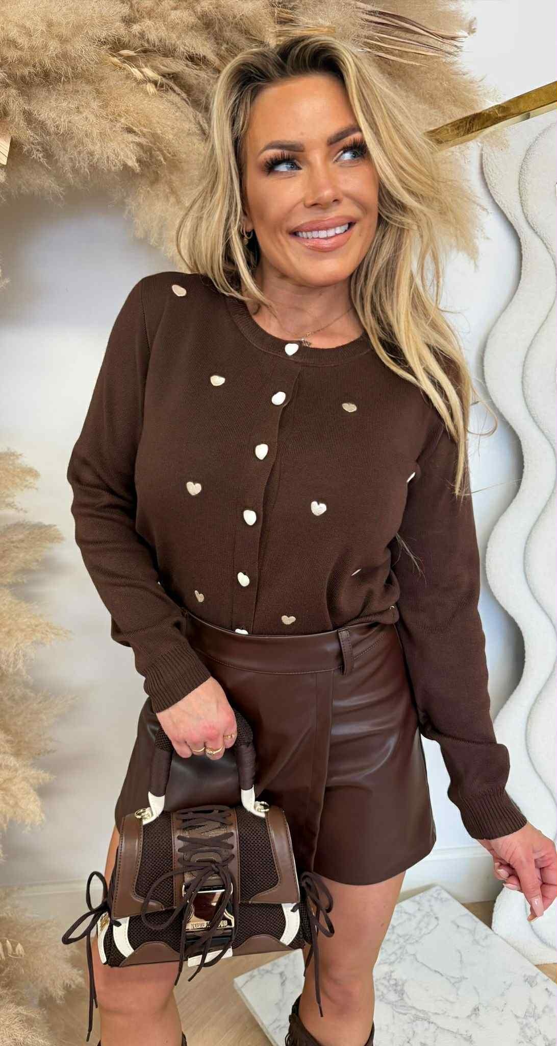 PARI HARTJES VEST/SWEAT 9141 CHOCO