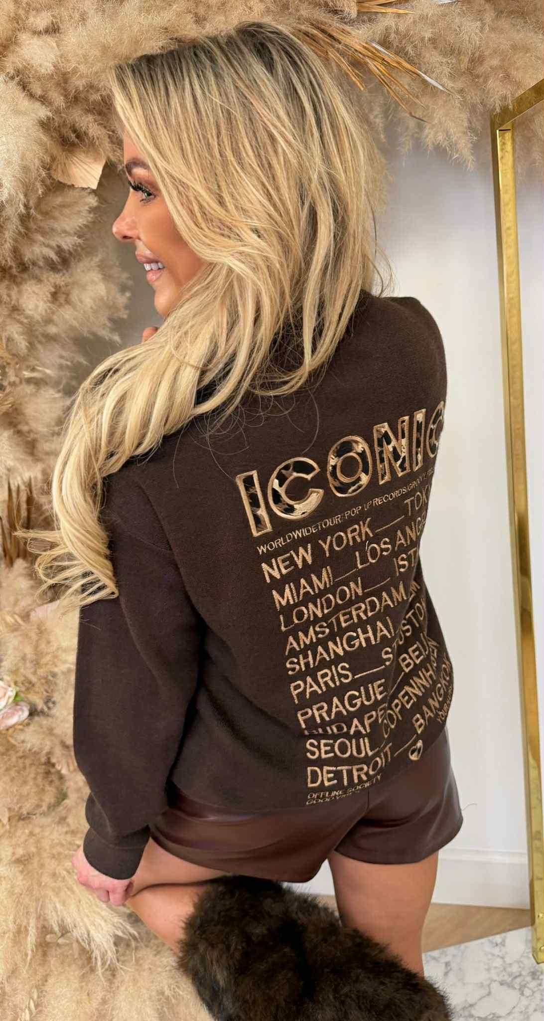 ICONIC LEOPRINT SWEAT AM860 CHOCO