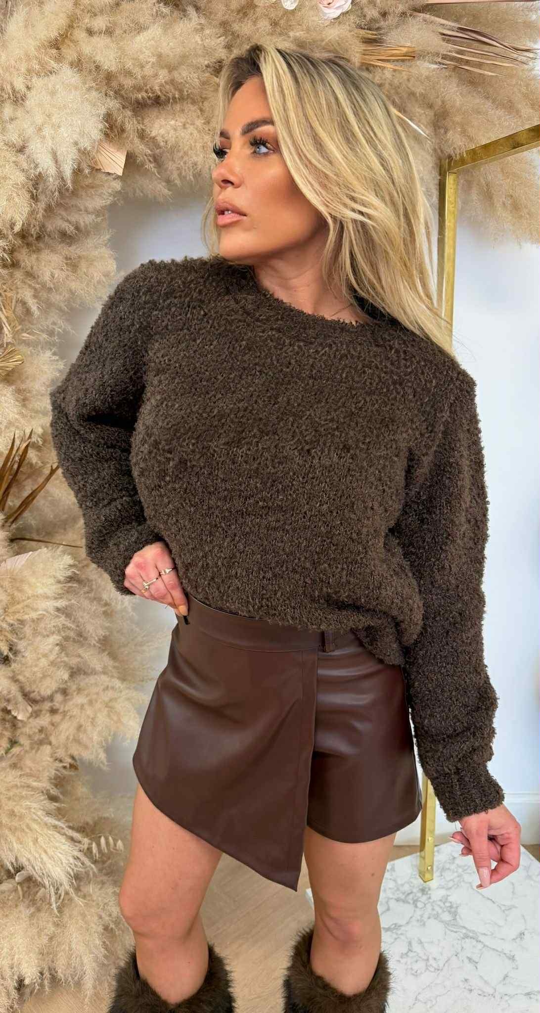 FLUFFY TEDDY SWEAT CHOCO