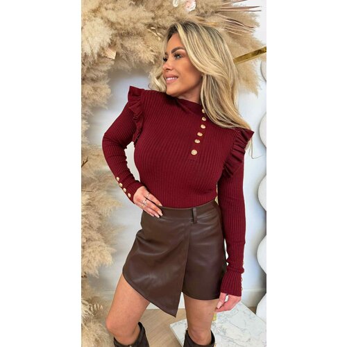 BUTTON ROEZEL STRETCH TOP BORDEAUX BUTTON ROEZEL STRETCH TOP BORDEAUX
