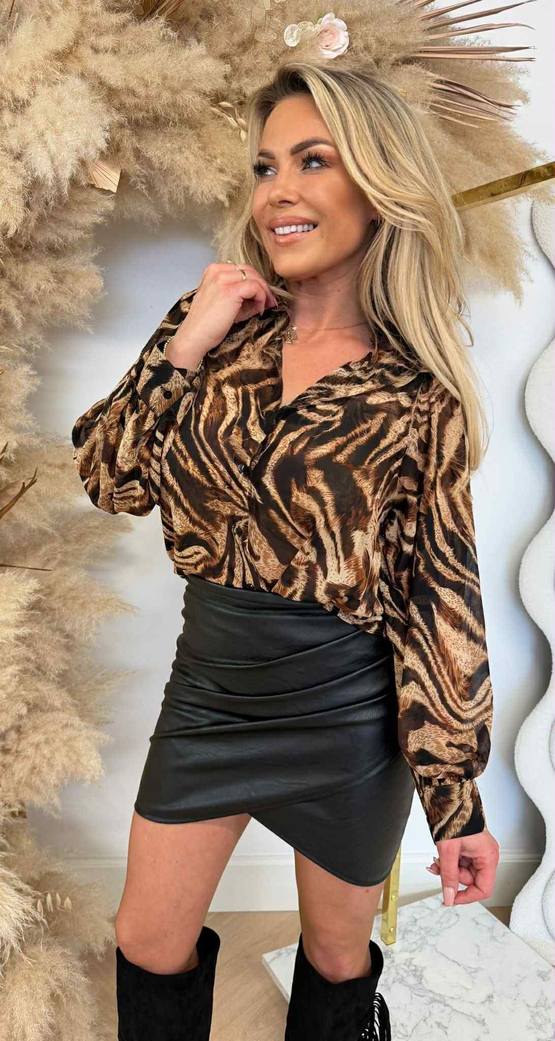 ANIMAL BLOUSE 5319 BROWN ANIMAL BLOUSE 5319 BROWN