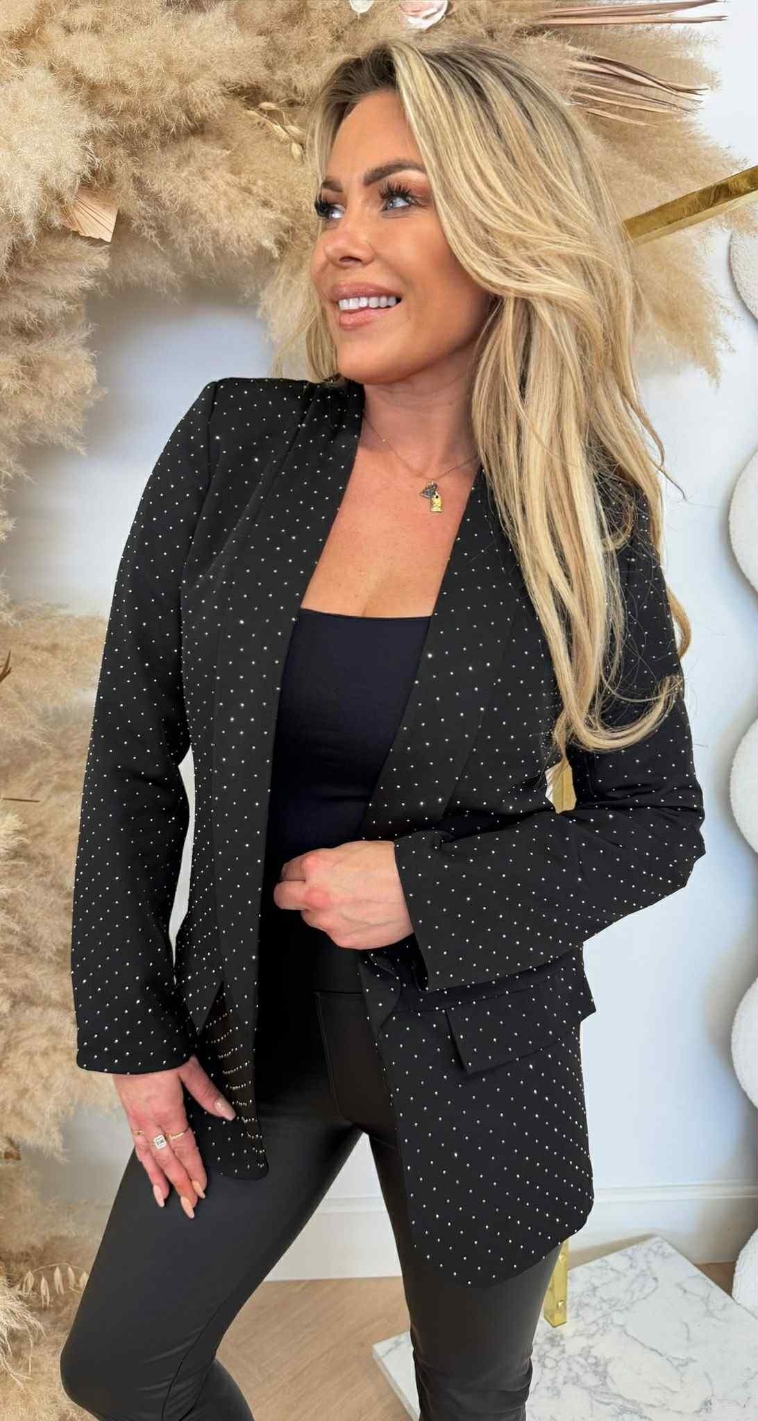 RHINESTONE BLAZER BLACK
