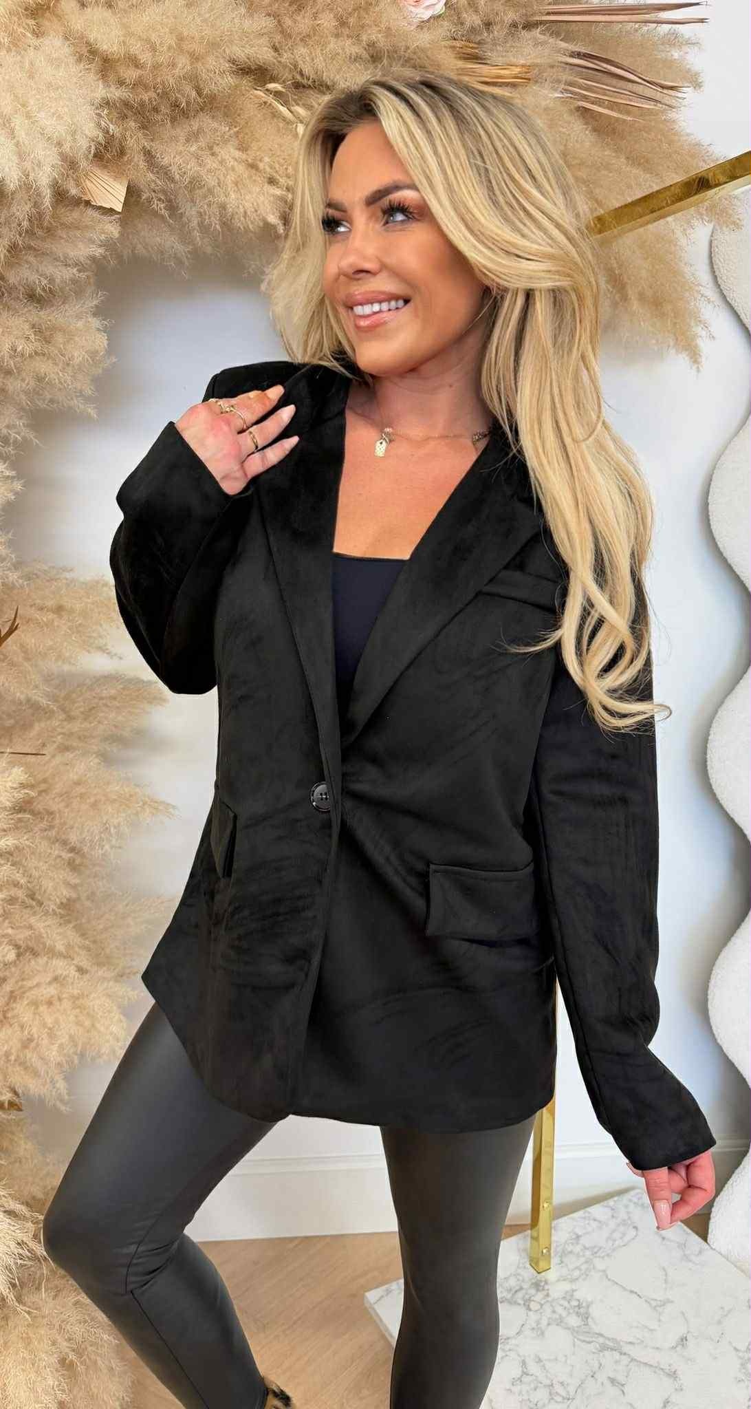 SUEDINE LOOSE FIT BLAZER BLACK