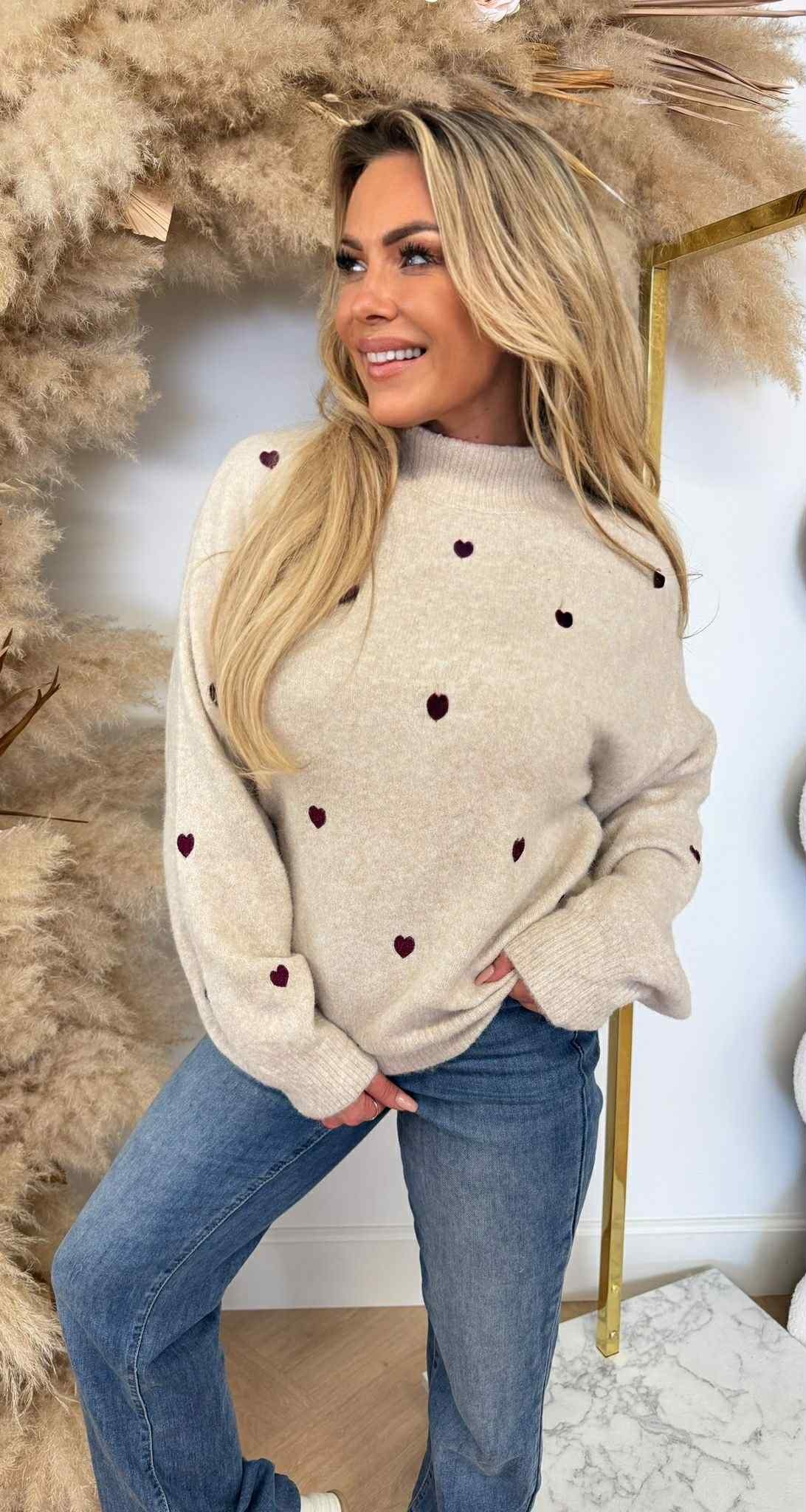 TURTLE NECK HARTJES SWEAT 692 BEIGE/BORDEAUX