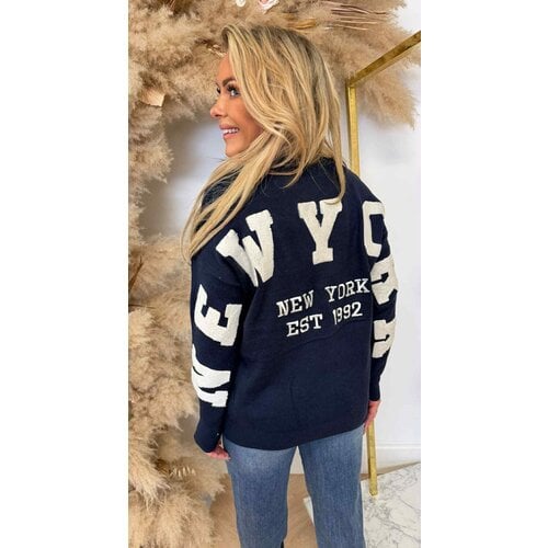 NEW YORK TEDDY TEKST SWEAT 180 NAVY NEW YORK TEDDY TEKST SWEAT 180 NAVY