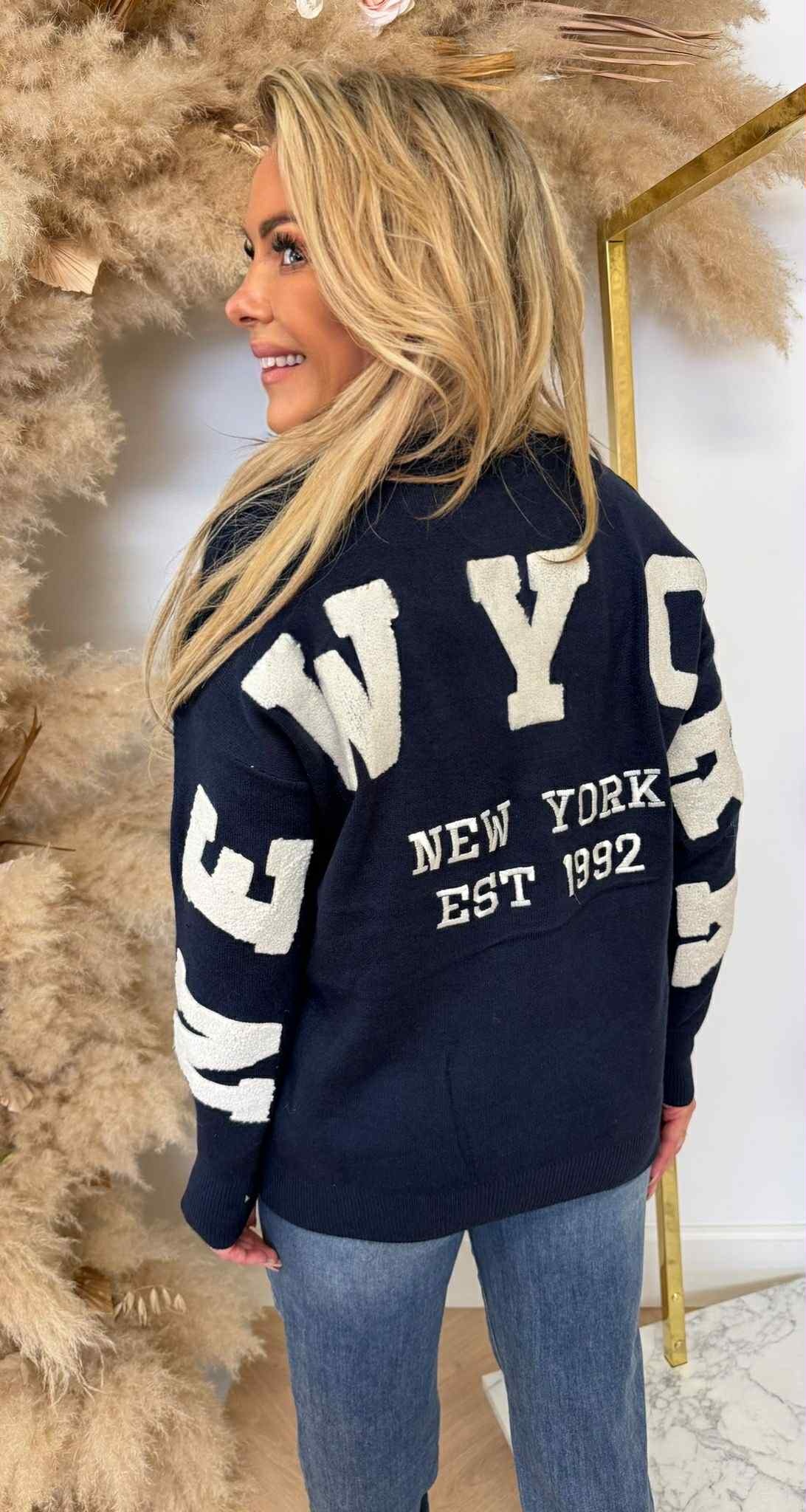 NEW YORK TEDDY TEKST SWEAT 180 NAVY