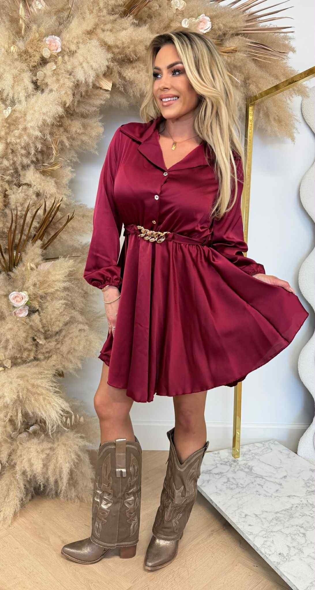 CHAIN SATIN TUNIEK BURGUNDY