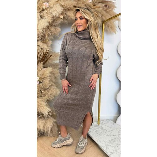 KABEL KOL DRESS LONG TAUPE