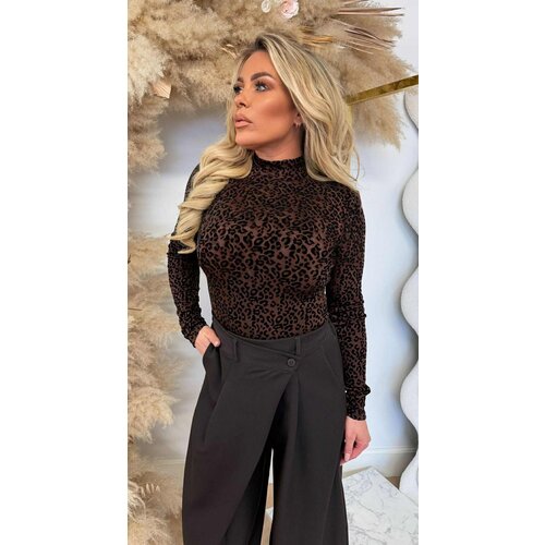 BY SWAN LEOPARD VELVET TOP 10007 COFEE BY SWAN LEOPARD VELVET TOP 10007 COFEE