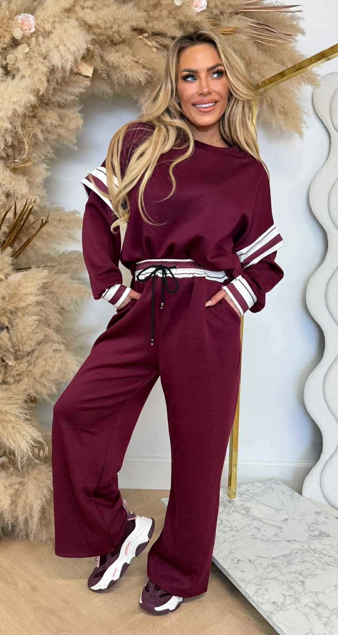 STRIPE COMFY SET BORDEAUX