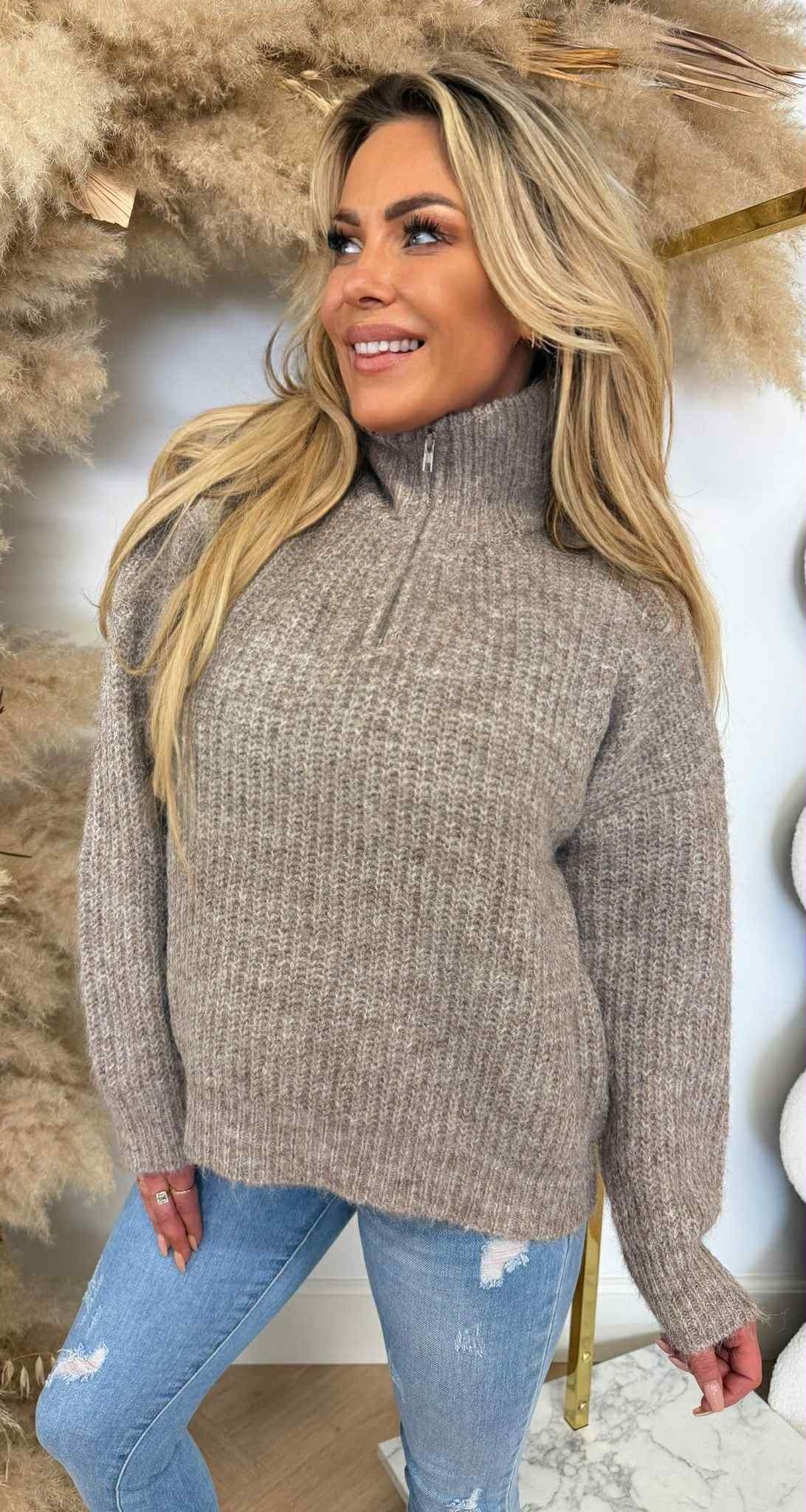 ZIP BASIC WINTER SWEAT 388122 TAUPE