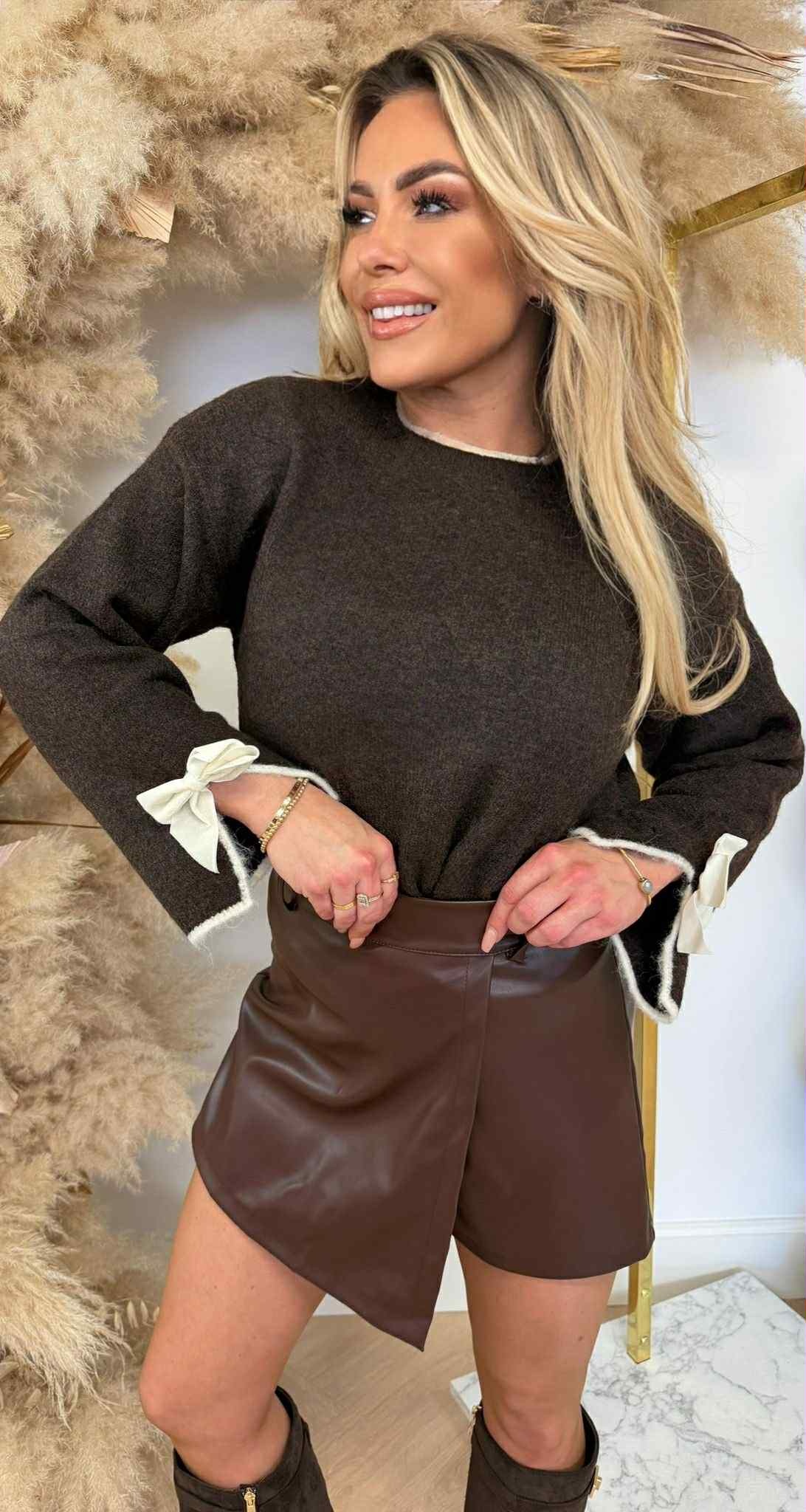 BOW SLEEVE SWEAT AM660 CHOCO