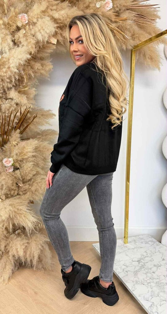 ACTIE ROCK SEQUIN SWEAT 10308 BLACK