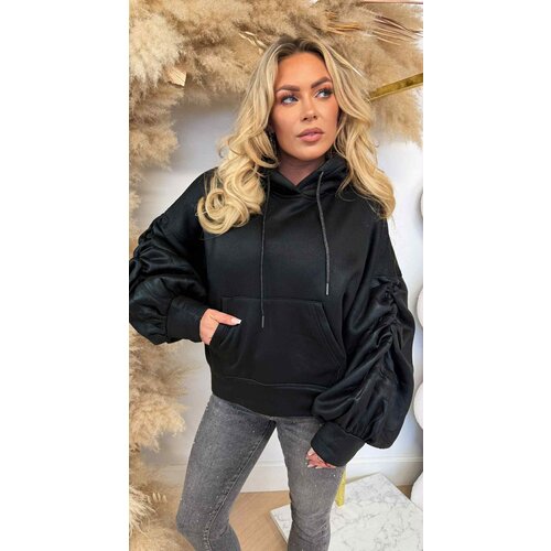 SHINY POFMOUW HOODIE 9186 BLACK SHINY POFMOUW HOODIE 9186 BLACK