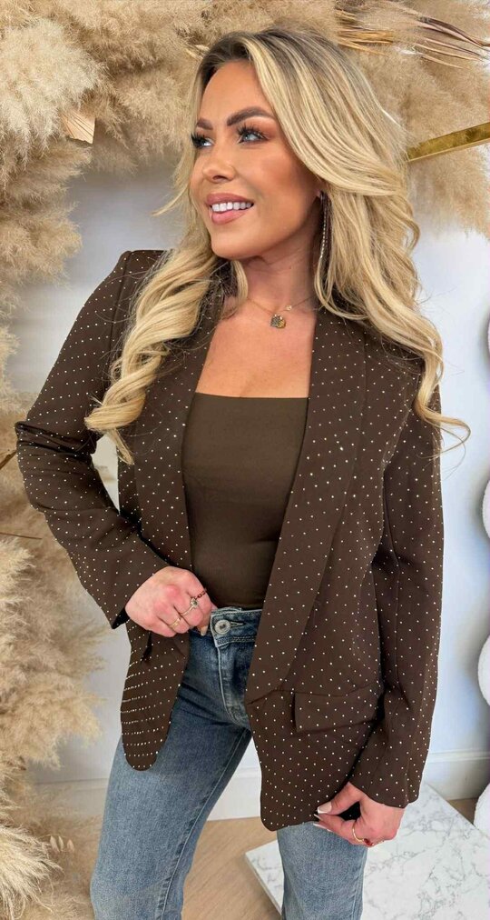 RHINESTONE BLAZER CHOCO